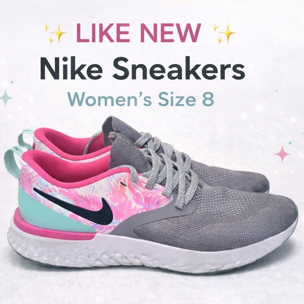 Nike Women's Gray, Pink & Teal Athletic Sneakers, Size 8